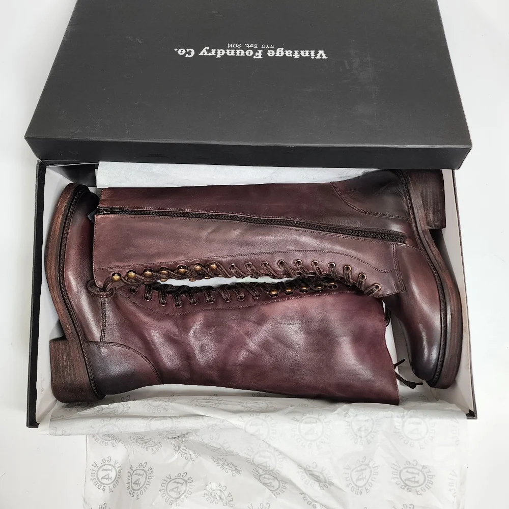 Vintage Foundry Distressed Riding Boots Brick Brown - Picture 16 of 16